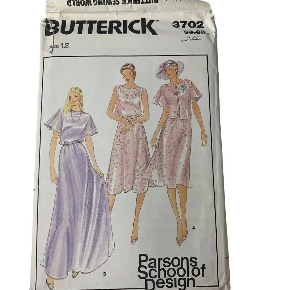 Vintage Butterick 3702 Pattern Misses 8-20 Mother of Bride Dress Jacket Uncut